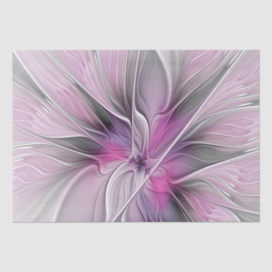 Bloemrijke Fractale Moderne Abstracte Bloem Roze G Tissuepapier (Voorkant)