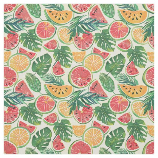 Bloemrijke Fruit Achtergrond Stof (Swatch)