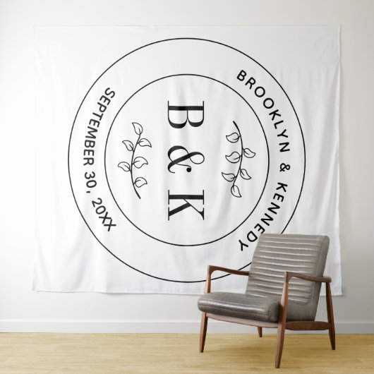 Bloemrijke Fun Monogram Trouw Koppel Naam Wandkleed (In Situ (horizontaal))