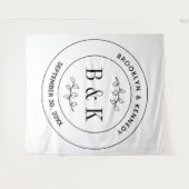 Bloemrijke Fun Monogram Trouw Koppel Naam Wandkleed (Voorkant (horizontaal))