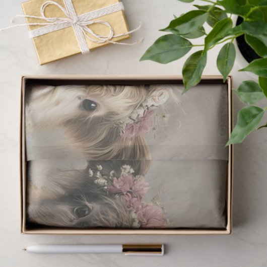 Bloemrijke gekroonde Highland Koeien Rustieke Whim Tissuepapier (Geschenk)