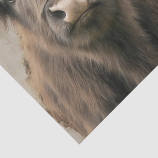 Bloemrijke gekroonde Highland Koeien Rustieke Whim Tissuepapier (Detail)