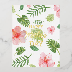Bloemrijke Gelukkige Moederdag Folie Wenskaart Feestdagen Briefkaart