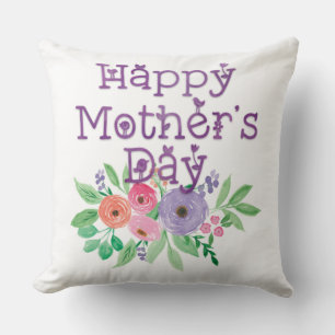 Bloemrijke gelukkige Moederdag-lettering Kussen