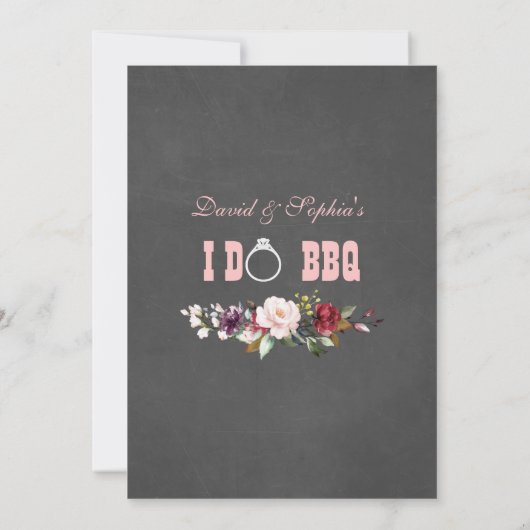 Bloemrijke Geweih Mason Jar Krijtbord I DO BBQ Kaart (Achterkant)