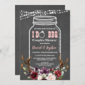Bloemrijke Geweih Mason Jar Krijtbord I DO BBQ Kaart (Voorkant / Achterkant)