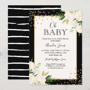 Bloemrijke Glitter Goud Zwarte Strepen Oh Baby Sho Kaart