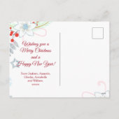 Bloemrijke Glitter Sneeuwvlokken Rode Kerst Foto Feestdagenkaart (Achterkant)