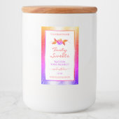 Bloemrijke Glitters op Witte Productlabels Voedselcontainer Etiket (Voorkant)