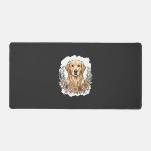 Bloemrijke Golden Retriever Sublimatie Bureaumat