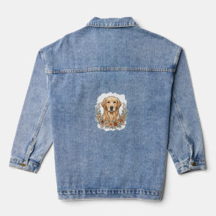 Bloemrijke Golden Retriever Sublimatie Denim Jacket