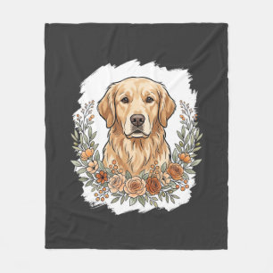 Bloemrijke Golden Retriever Sublimatie Fleece Deken