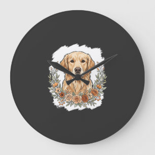 Bloemrijke Golden Retriever Sublimatie Grote Klok