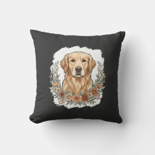 Bloemrijke Golden Retriever Sublimatie Kussen