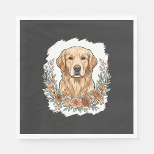 Bloemrijke Golden Retriever Sublimatie Servet