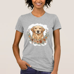 Bloemrijke Golden Retriever Sublimatie T-shirt