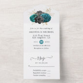 Bloemrijke gotische all-in-één uitnodiging (Binnen)