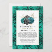 Bloemrijke gotische bewerkte huwelijksgastenlijst aankondiging (Voorkant)