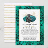 Bloemrijke gotische bewerkte huwelijksgastenlijst aankondiging (Voorkant / Achterkant)