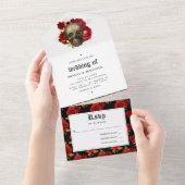 Bloemrijke Gotische Bruiloft All In One Uitnodiging (Afscheurbaar)