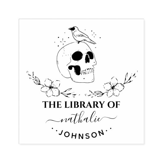 Bloemrijke Gotische Schedel Elegant Aangepaste Bib Rubberstempel (Afrduk)