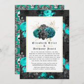 Bloemrijke gotische verkleinde trouwgastenlijst aankondiging (Voorkant / Achterkant)