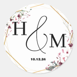 Bloemrijke Gouden Elegante Moderne Persoonlijke Tr Ronde Sticker