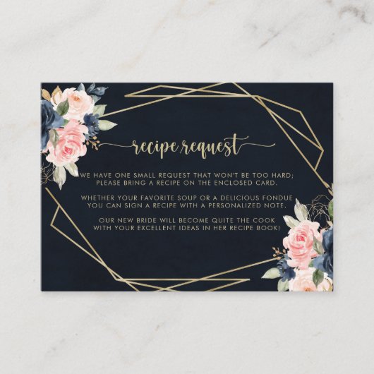 Bloemrijke gouden geometrische huwelijksreceptverz informatiekaartje (Voorkant)