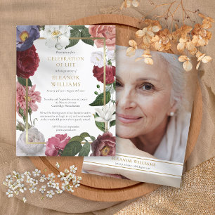Bloemrijke grafplechtigheid viering van het leven  aankondigingskaart