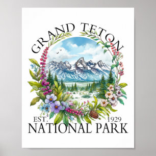 Bloemrijke Grand Teton National Park Wandelen Kamp Poster