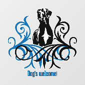 Bloemrijke Great Dane Sticker / Klevende folie (Vel)