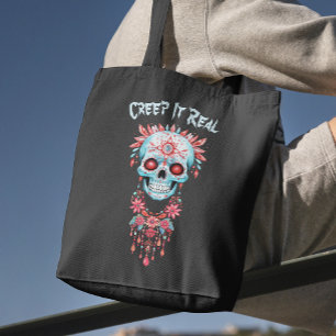 Bloemrijke Griezelige Suiker Schedel Grappige Hall Tote Bag