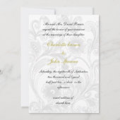 bloemrijke grijze en gele bruiloft kaart (Achterkant)