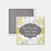 bloemrijke grijze en gele bruiloft magneet (Voorkant / Achterkant)
