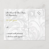 bloemrijke grijze en gele bruiloft uitnodiging briefkaart (Achterkant)