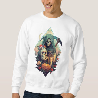 Bloemrijke Grim Reaper met een Schedel Trui