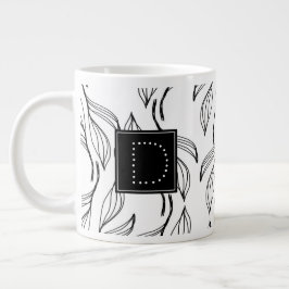 Bloemrijke groene botanische zwarte en witte monog grote koffiekop