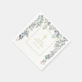 Bloemrijke groene doop of kerstfeest decoratie servet (Hoek)