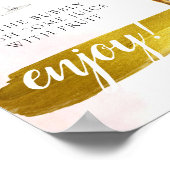 Bloemrijke groene gouden bruidsbrunch Mimosa Bar b Poster (Hoek)