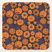 Bloemrijke Halloween Kartonnen Onderzetters (Voorkant)