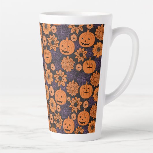 Bloemrijke Halloween Latte Mok (Rechts)