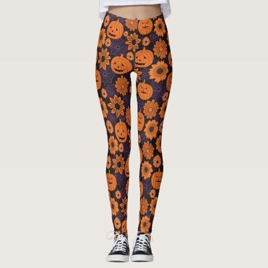 Bloemrijke Halloween Leggings (Voorkant)