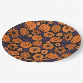 Bloemrijke Halloween Papieren Bordje (Gekanteld)