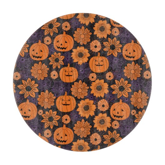 Bloemrijke Halloween Snijplank (Voorkant)