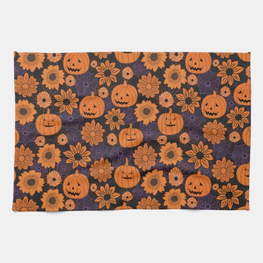 Bloemrijke Halloween Theedoek (Horizontaal)