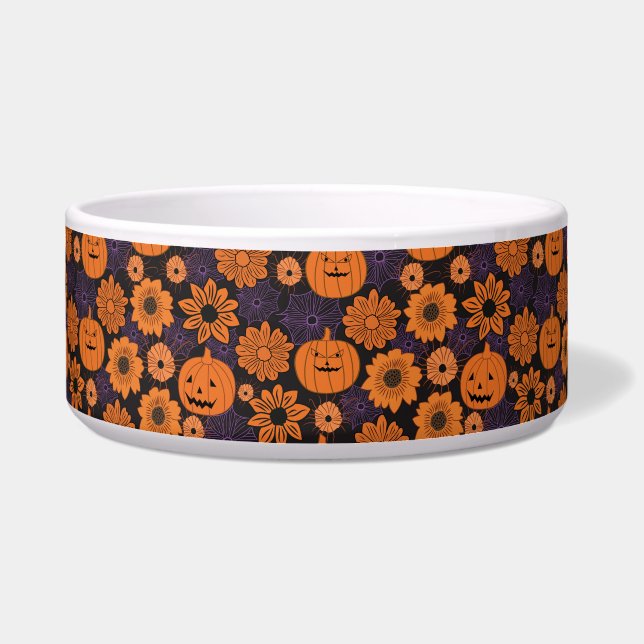 Bloemrijke Halloween Voerbakje (Voorkant)