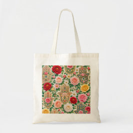 Bloemrijke Hamsa-hand & Kleurrijke Rozen Boze Oog Tote Bag