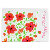  Bloemrijke Happy Birthday Gift tas Groot Cadeauzakje (Achterkant)