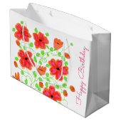  Bloemrijke Happy Birthday Gift tas Groot Cadeauzakje (Achterkant Gekanteld)