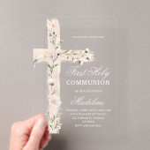 bloemrijke Heilige eerste communie Acryl Uitnodigingen (Insitu (Draagbaar))
